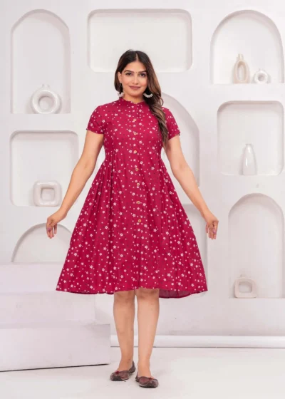 women’s red star dot maternity dress
