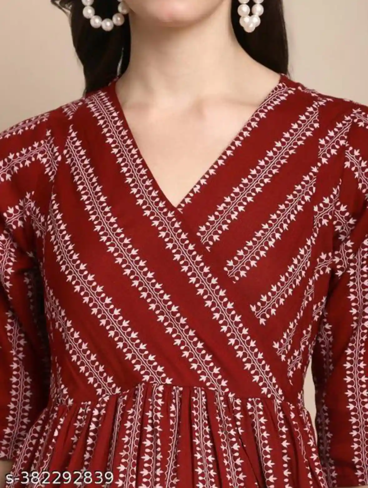 Khejal Maroon Maternity Cotton Gown for Women - Image 5